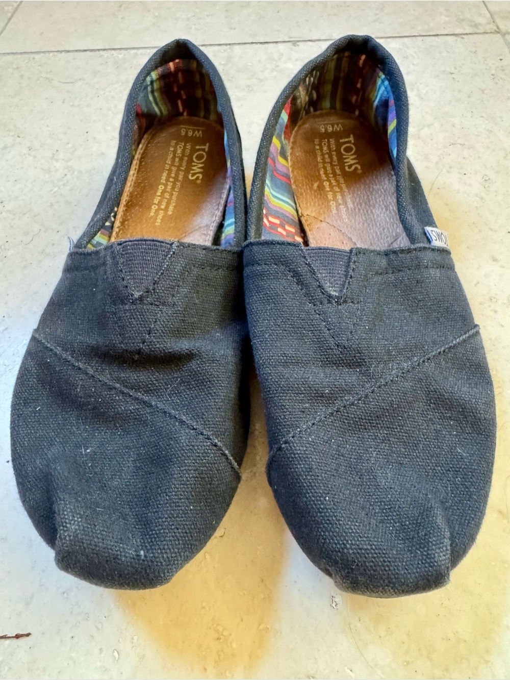 Toms Black Canvas Slip-On Shoes